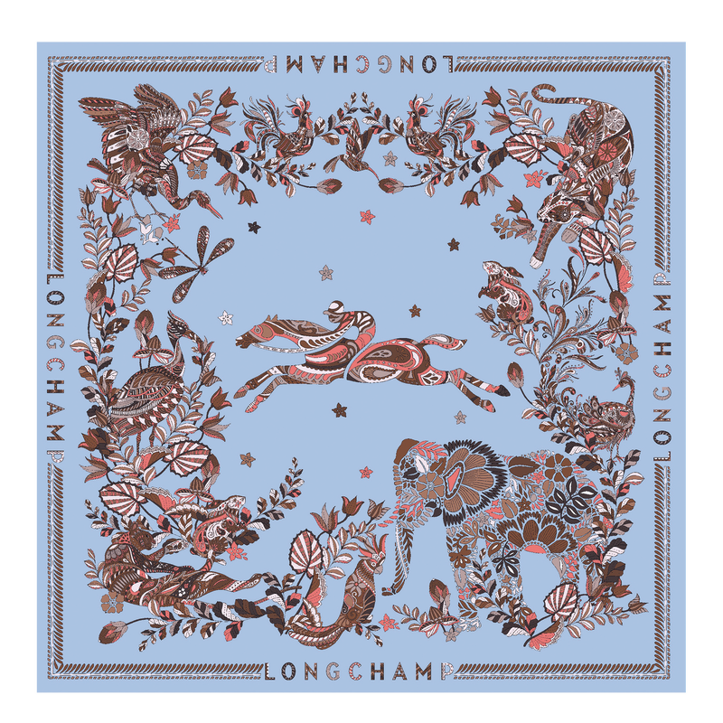 For&ecirc;t Longchamp 丝巾 90 , 天空蓝 - 真丝  - 查看 1 1