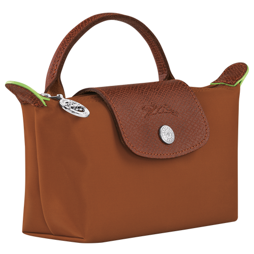 Le Pliage Green Pouch with handle , Cognac - Recycled canvas - View 3 of  6