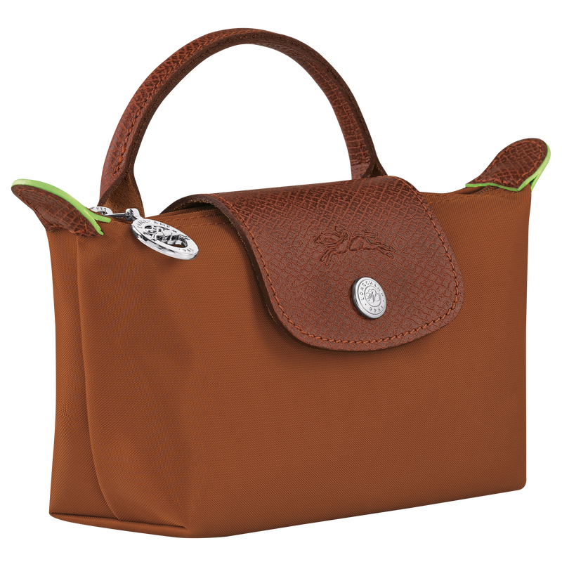 Le Pliage Green Pouch with handle , Cognac - Recycled canvas  - View 3 of  6