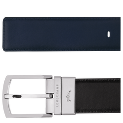 Delta Box Men's belt , Black/Navy - Leather
