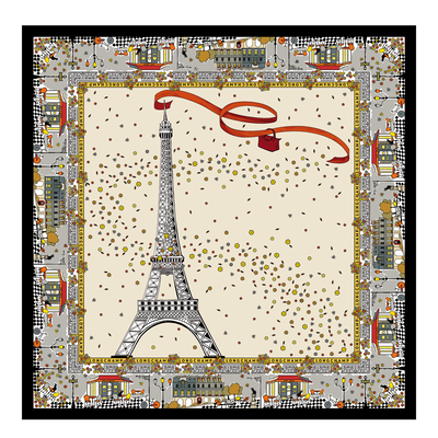 Le Pliage in Paris Silk scarf, Ecru