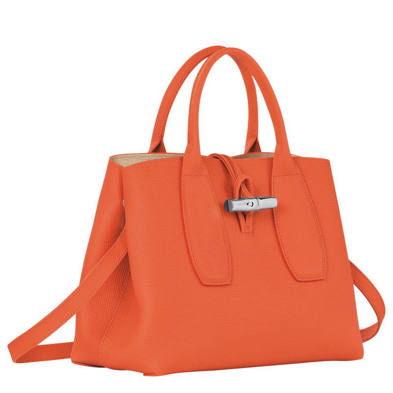 Roseau M Handbag , Orange - Leather  - View 3 of  6