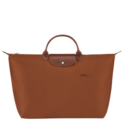 Le Pliage Green L Travel bag , Cognac - Recycled canvas