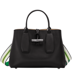 Roseau M Handbag , Black - Leather