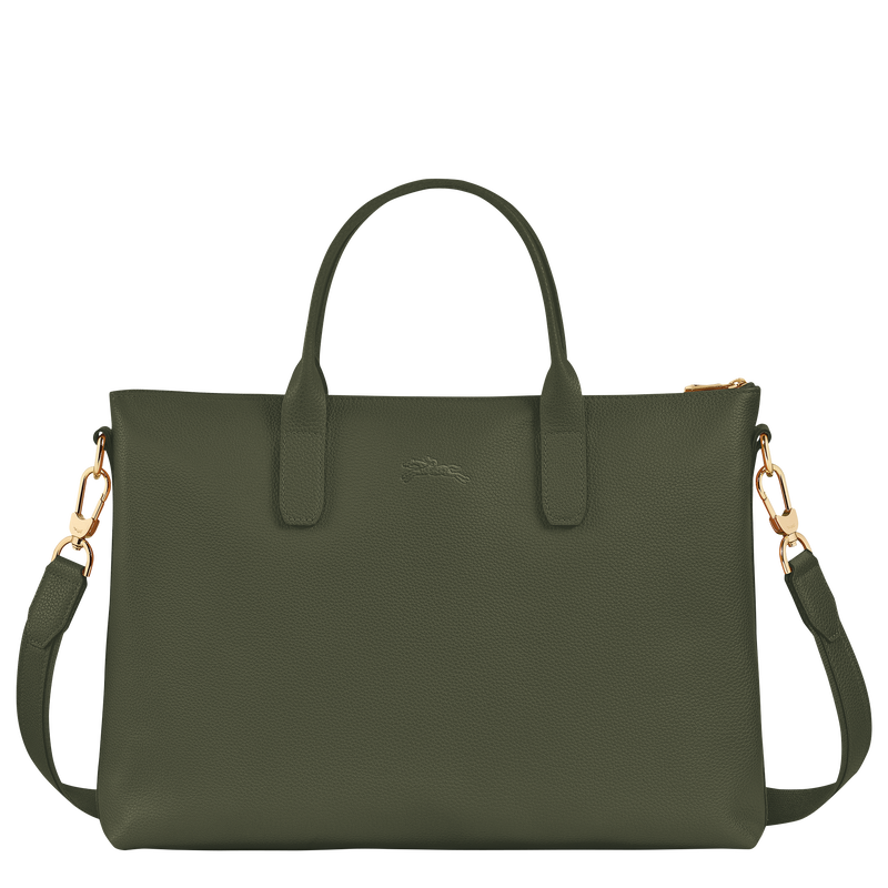 Le Foulonné S Briefcase , Khaki - Leather  - View 4 of  4