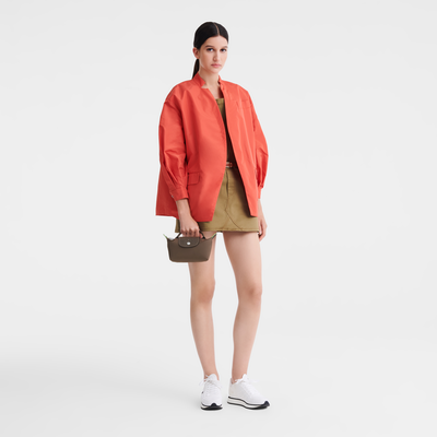 Le Pliage Green Pouch with handle , Terra - Recycled canvas