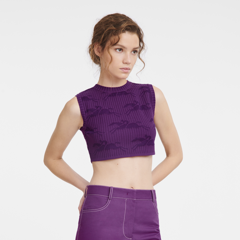 Sleeveless top , Violet - Knit  - View 4 of  4