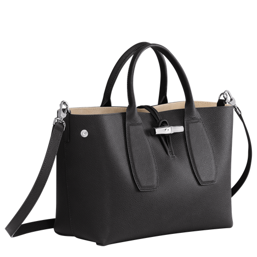 Roseau M Handbag , Black - Leather - View 3 of  7