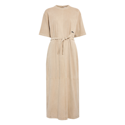 皮革长款连衣裙, 亚麻色