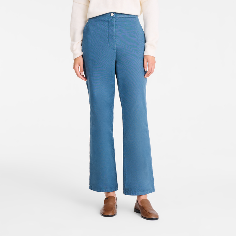 长裤 , 蓝灰色 - 套染棉布  - 查看 4 5