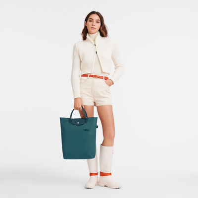 Le Pliage Green M 托特包 , 孔雀蓝色 - 帆布