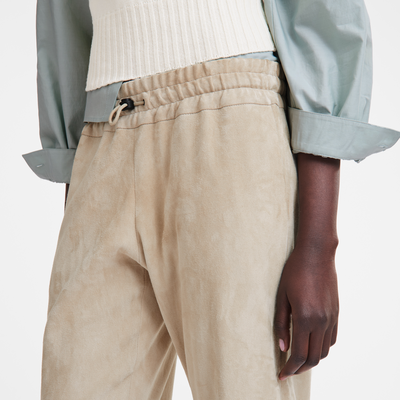 null Leather straight pants, Linen