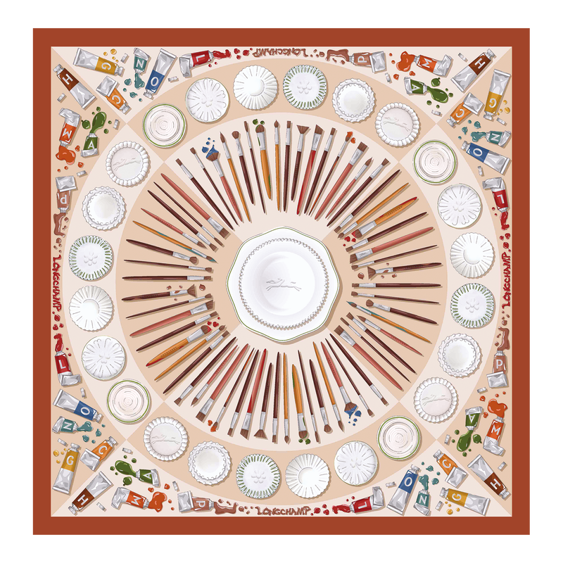 艺术家调色板 丝巾 70 , 腰果棕 - 真丝  - 查看 1 2