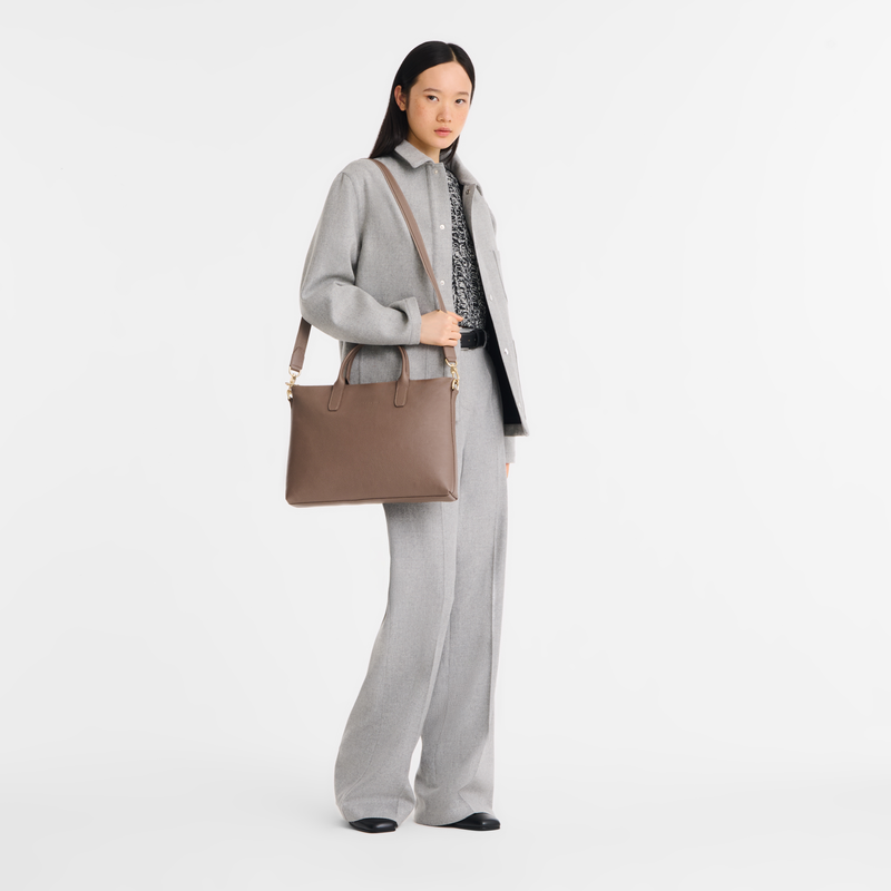 Le Foulonné S Briefcase , Taupe - Leather  - View 1 of  1