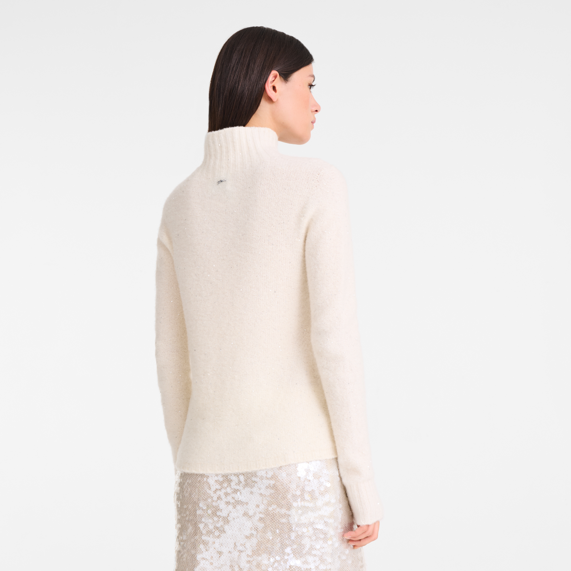 null High neck sweater, Ivory