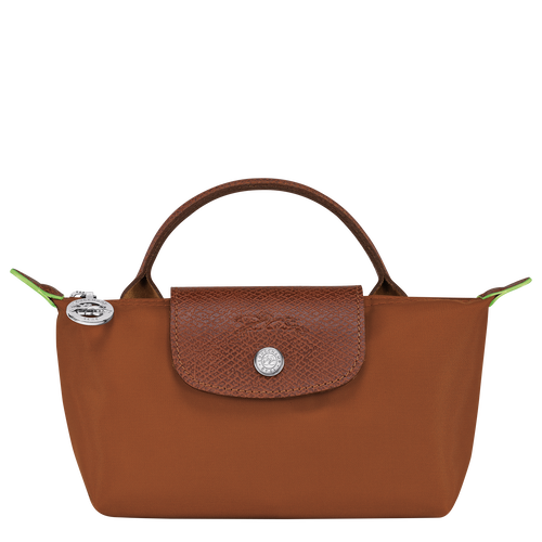 Le Pliage Green Pouch with handle , Cognac - Recycled canvas - View 1 of  6