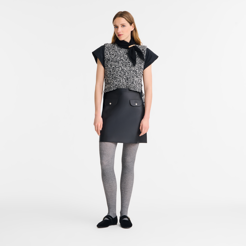 半身裙 , 黑色 - 皮革  - 查看 2 5