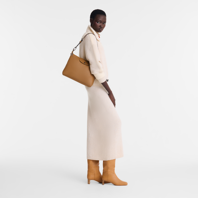 Le Pliage Xtra M Hobo 袋 , 烟草色 - 皮革