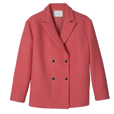 Straight peacoat , Blush - Wool broadcloth