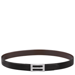 Delta Box Men's belt , Black/Mocha - Leather
