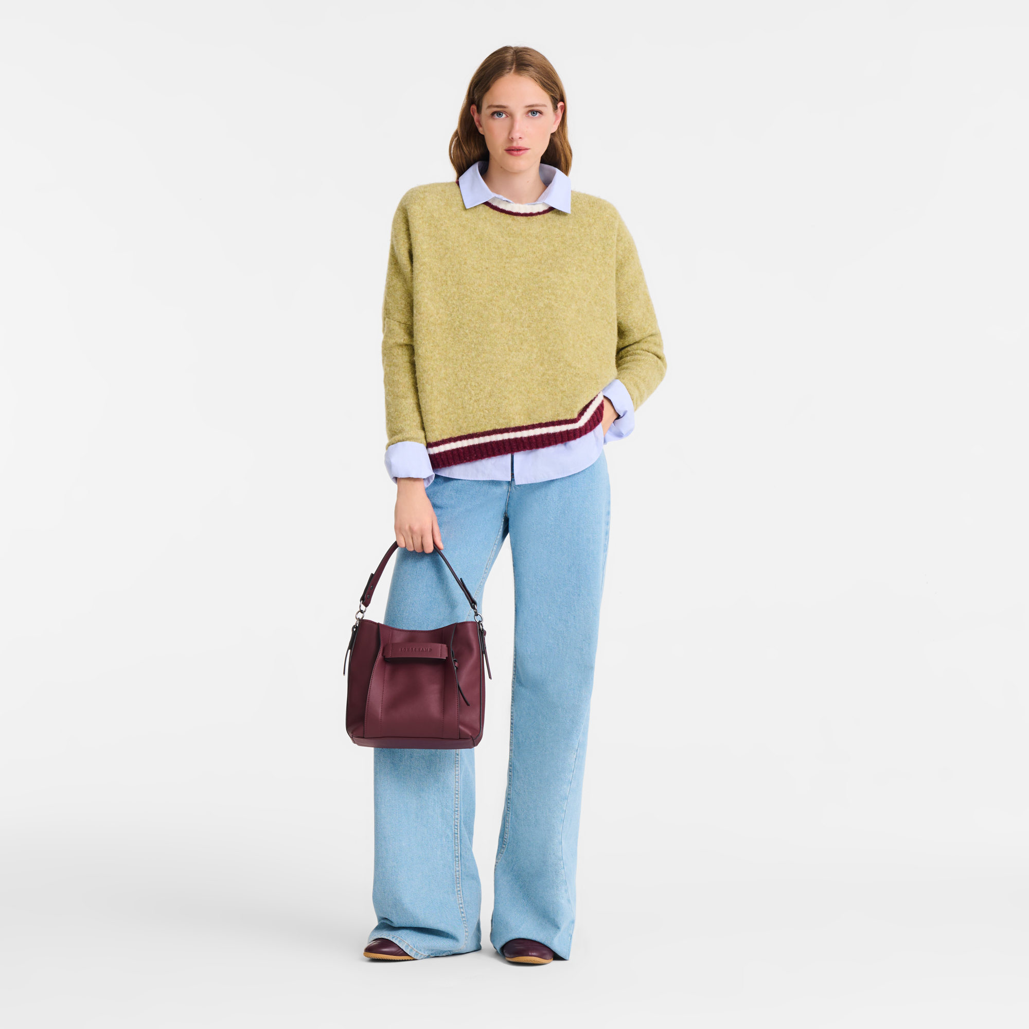 Longchamp 3D 斜挎包 S, 勃艮第色