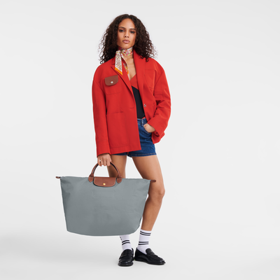 Le Pliage Original L 旅行包 , 浅灰色 - 再生帆布