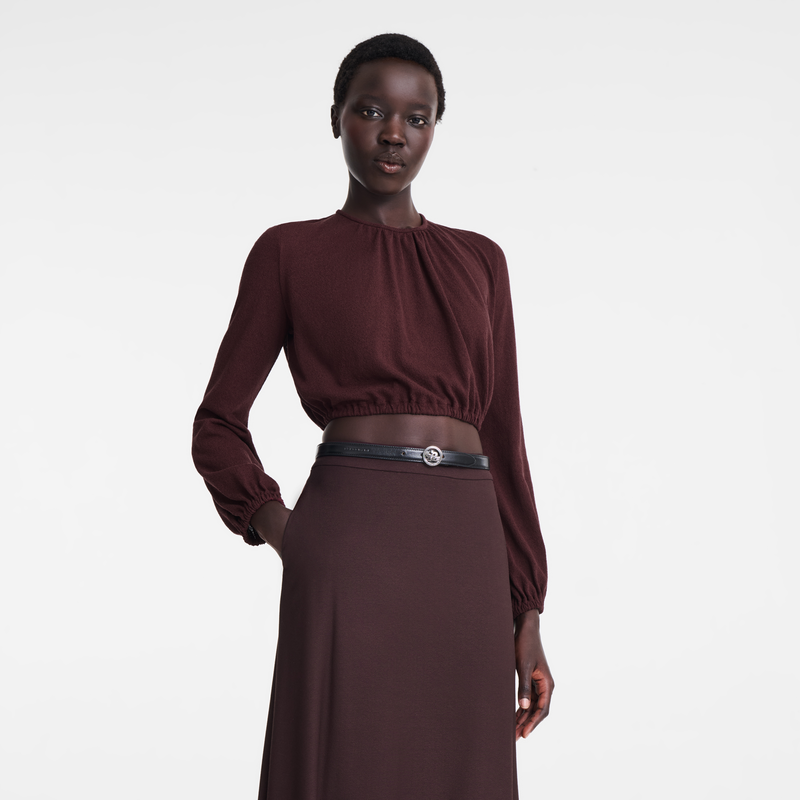 Top , Burgundy - Crepe jersey  - View 4 of  4