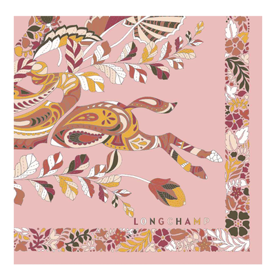 Forêt Longchamp Silk scarf 50, Pink Tea