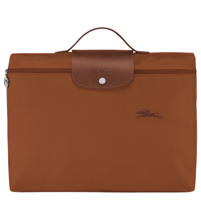 Le Pliage Green S Briefcase , Cognac - Recycled canvas