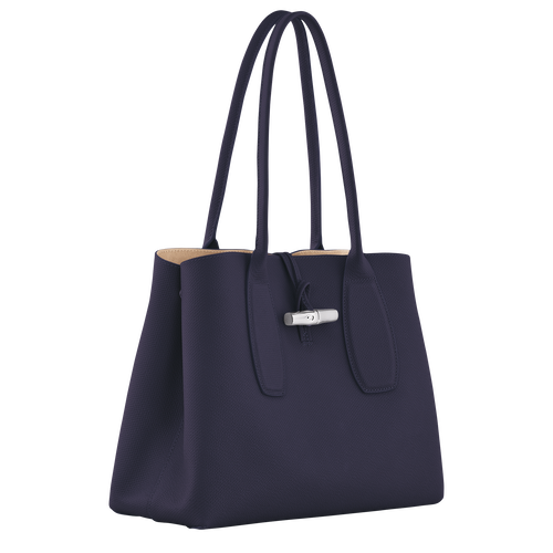 Roseau L Tote bag , Bilberry - Leather - View 3 of  4