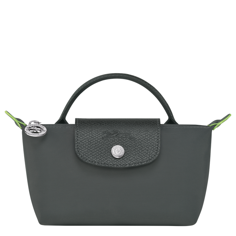 Le Pliage Green Pouch with handle , Graphite - Recycled canvas  - View 1 of  6