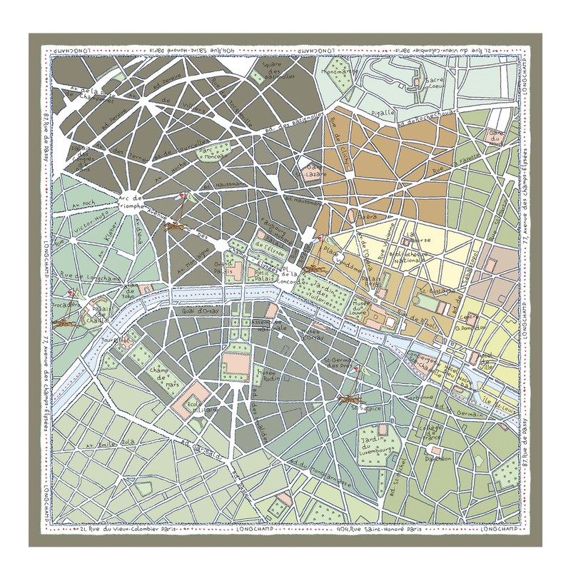 A la D&eacute;couverte de Paris Silk scarf 90 , Lichen - Silk  - View 1 of  1