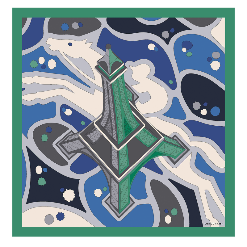 Tour Equestre Silk scarf 70 , Matcha - Silk  - View 1 of  1