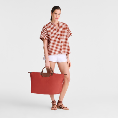 Le Pliage Original L 旅行包 , 番茄红 - 再生帆布