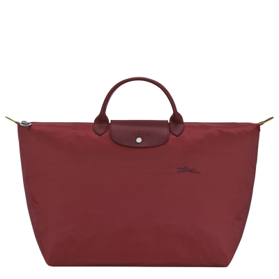 Le Pliage Green L Travel bag , Pomegranate - Recycled canvas