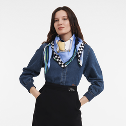 Casaques Longchamp Silk scarf 90 , Sky Blue - OTHER