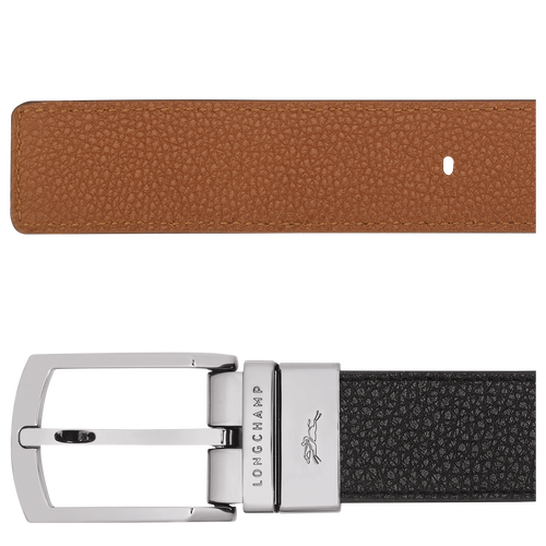 Le Foulonné Men's belt , Black/Caramel - Leather - View 2 of  4
