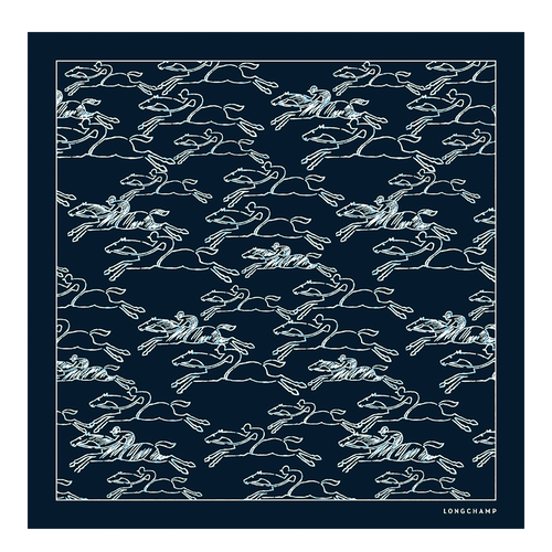 Gallop Denim Silk scarf 50 , Navy - Silk - View 1 of  2