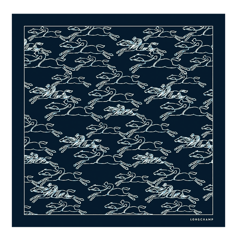 Gallop Denim Silk scarf 50 , Navy - Silk  - View 1 of  2
