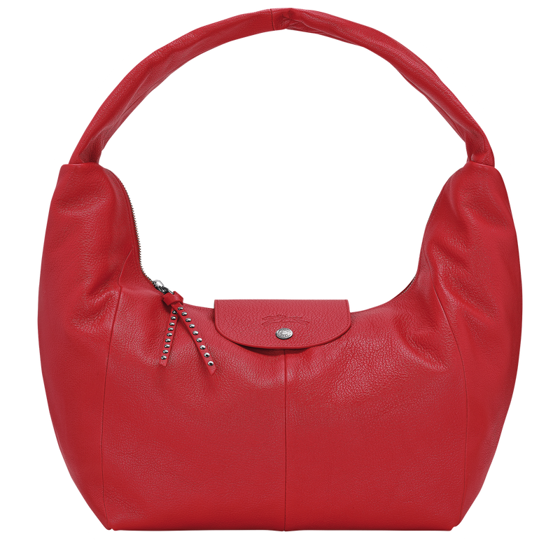 Le Pliage Xtra L Hobo 袋 , 红色 - 皮革  - 查看 1 4