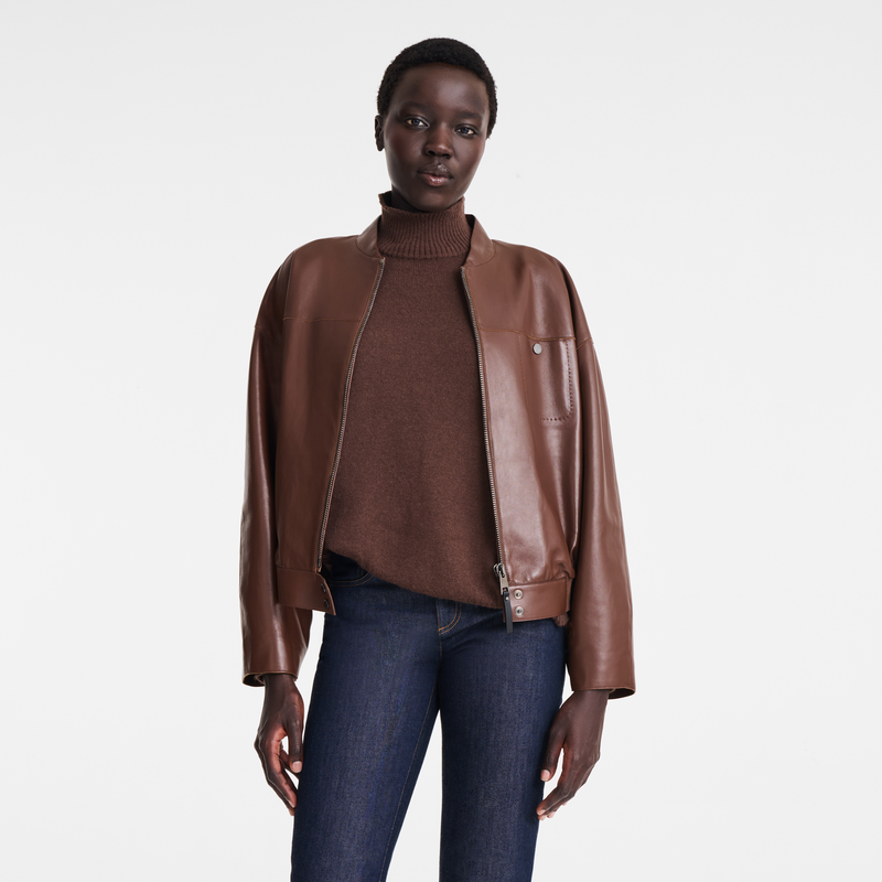 夹克 , 咖啡棕 - 皮革  - 查看 4 5