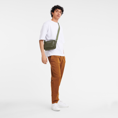Le Foulonné S Camera bag , Khaki - Leather