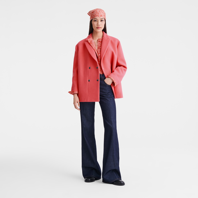 Straight peacoat , Blush - Wool broadcloth
