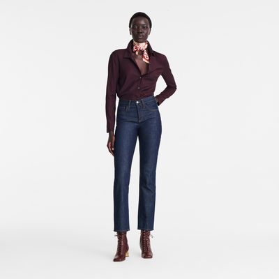 衬衫 , 勃艮第色 - 绉纱