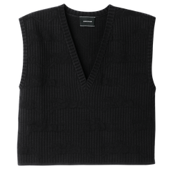 Sleeveless sweater , Black - Knit