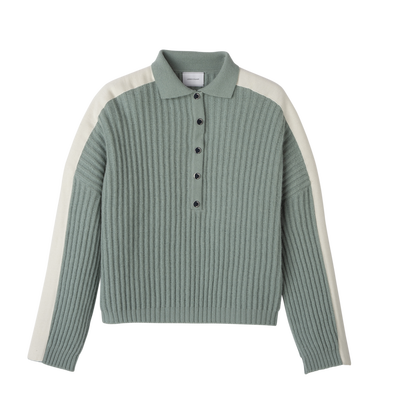 Polo collar jumper , Celadon - Knit