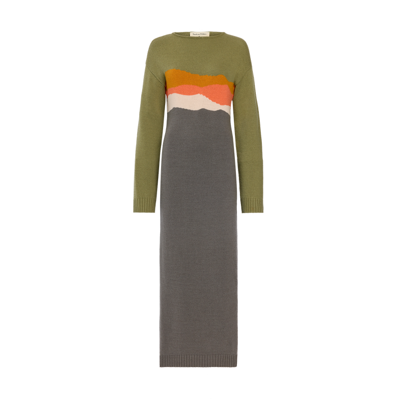 连衣裙 Caroline H&eacute;lain x Longchamp , 矿物色 - 针织  - 查看 1 5