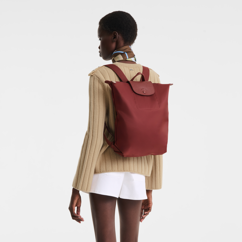 Le Pliage One M Backpack , Burgundy - Recycled canvas  - View 8 of  8