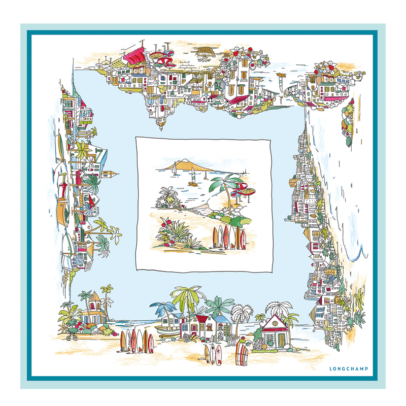 Vivement l'Et&eacute;（盛夏可期） 丝巾 70 , 天空蓝 - 真丝  - 查看 1 2