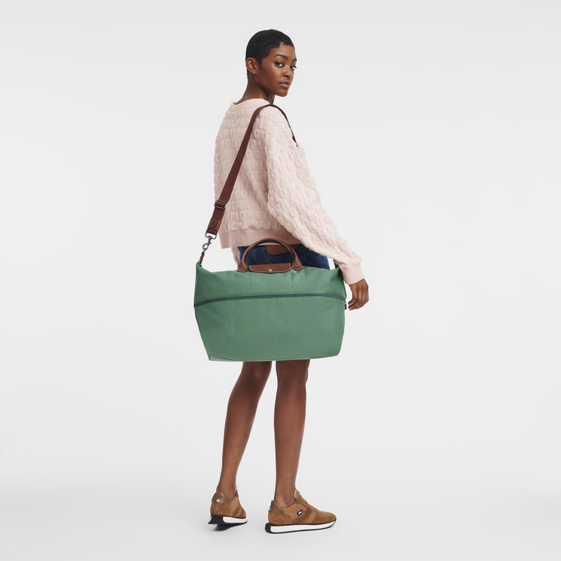 Le Pliage Original Travel bag expandable , Sage - Recycled canvas  - View 7 of  7